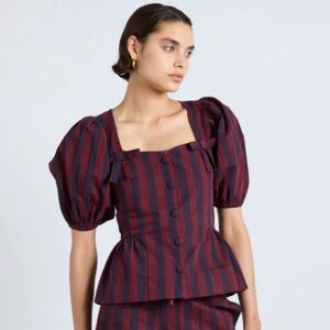 Damson Madder Harriet Stripe Blouse Burgundy